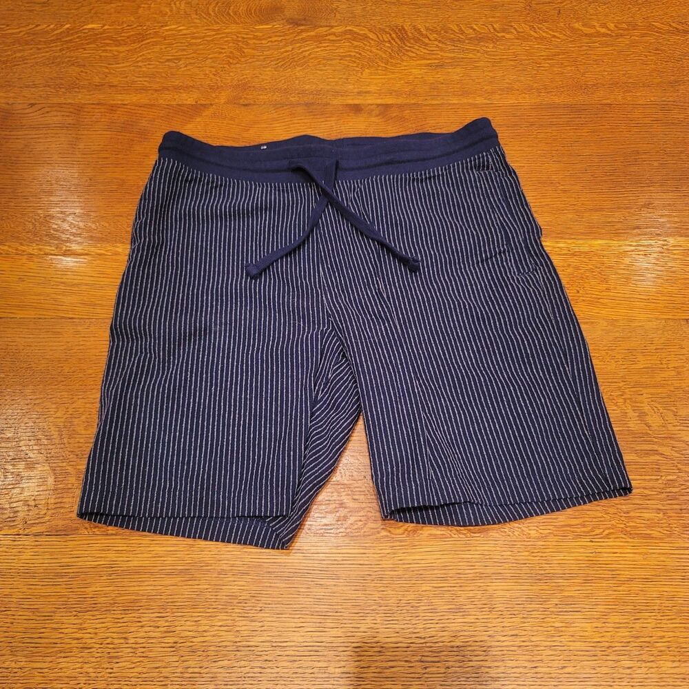 Goodfellow & Co Men's Striped Knit Drawstring Shorts M Blue/White 11" Inseam